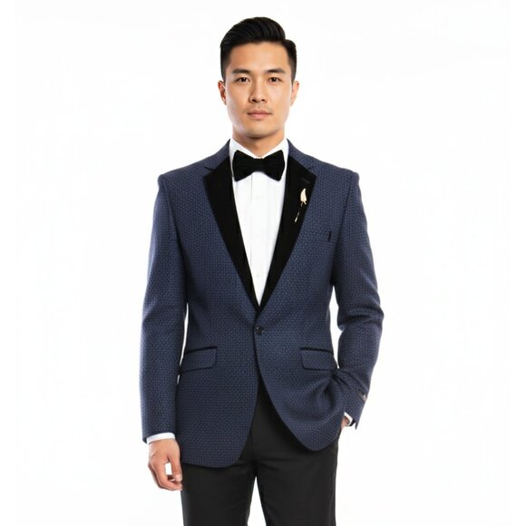 Mens Suit Blazer Jacket by Tazio Blue on Black